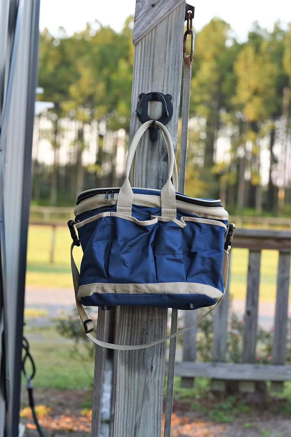 Huntley Equestrian Deluxe Grooming Bag Perfectly Designed Easy Access Multi Pocket Zipper Top Closure Double Handles Shoulder Strap Exterior Pockets