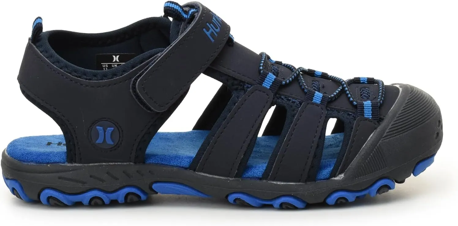 Hurley Kid's and Toddlers Water Sandals - Beach Sandals for Boys and Girls, Lightweight Durable Closed Toe with Adjustable Upper for Outdoors, Water Play and Pool Champ