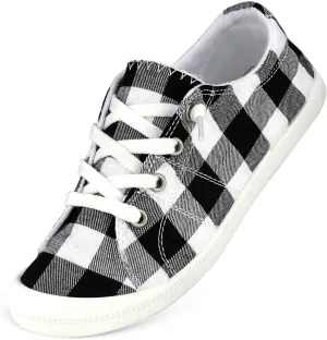 Hxlber Women's Low Top Sneaker - Round Toe Comfort Casual Canvas Shoes Fashion Sneakers for Walking for Women