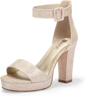 IDIFU Women's IN4 Sabrina Platform Chunky High Heels Ankle Strap Heeled Sandals Wedding Party Dress Shoes