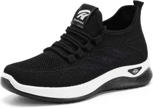 ihinzry Women's Flying Woven Sneakers Lightweight Comfortable Mesh Walking Shoes Outdoor Non Slip Breathable Tennis Shoes