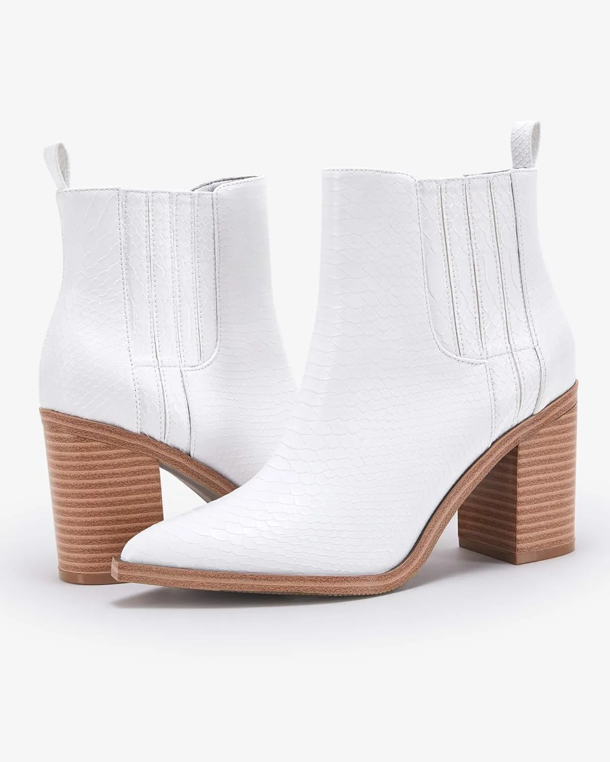 Imily Bela Womens Ankle Boots Pointed Toe Chunky Stacked Mid Heeled Faux Suede Leather Booties