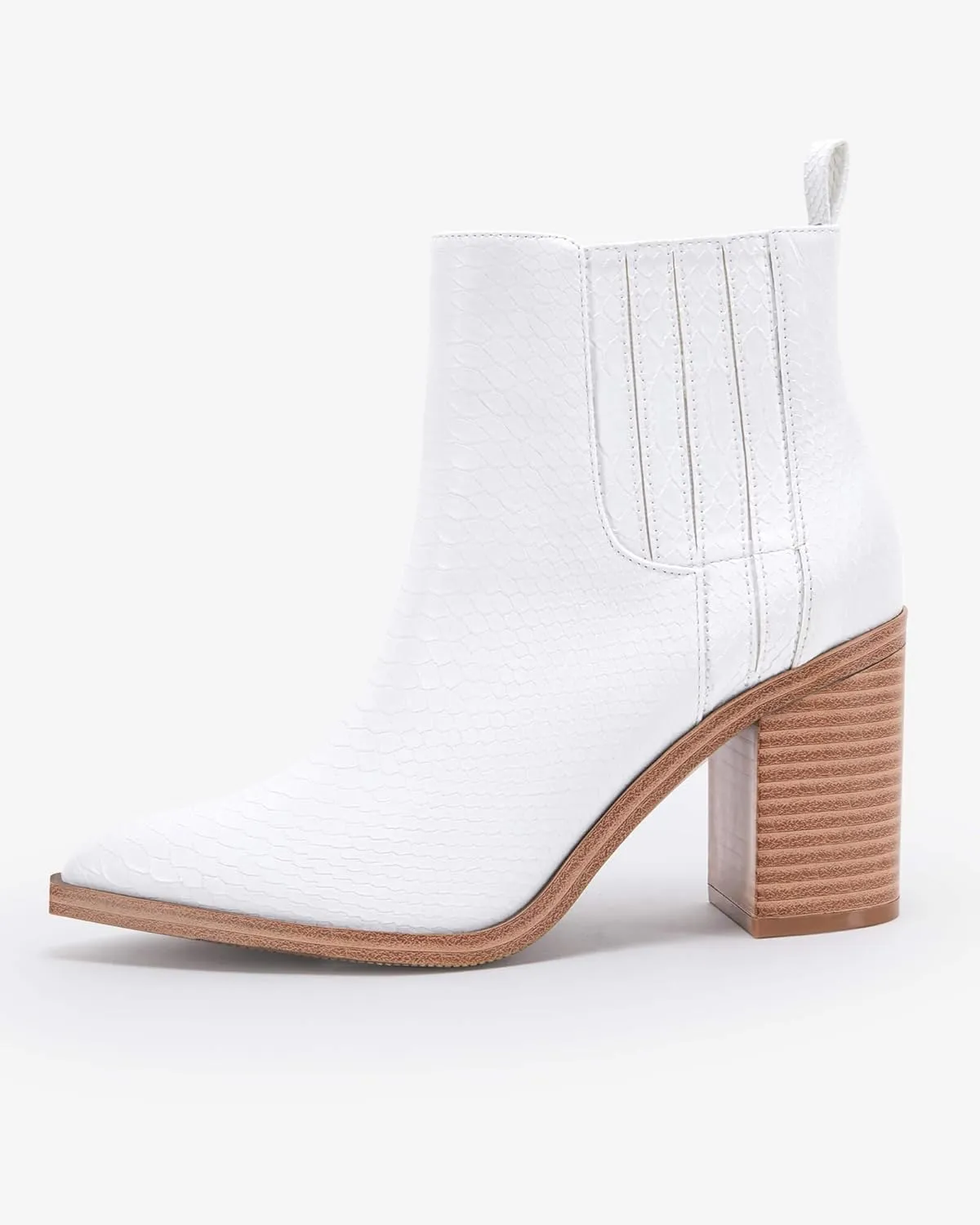 Imily Bela Womens Ankle Boots Pointed Toe Chunky Stacked Mid Heeled Faux Suede Leather Booties