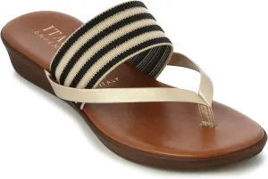ITALIAN Shoemakers Womens Regatta Wedge Sandals 8 Black STRI