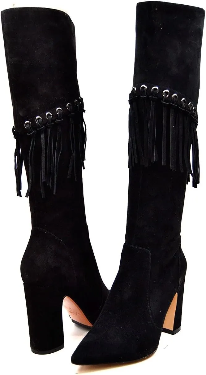 Italy 13" Slim Calf Women Dress Suede Boots