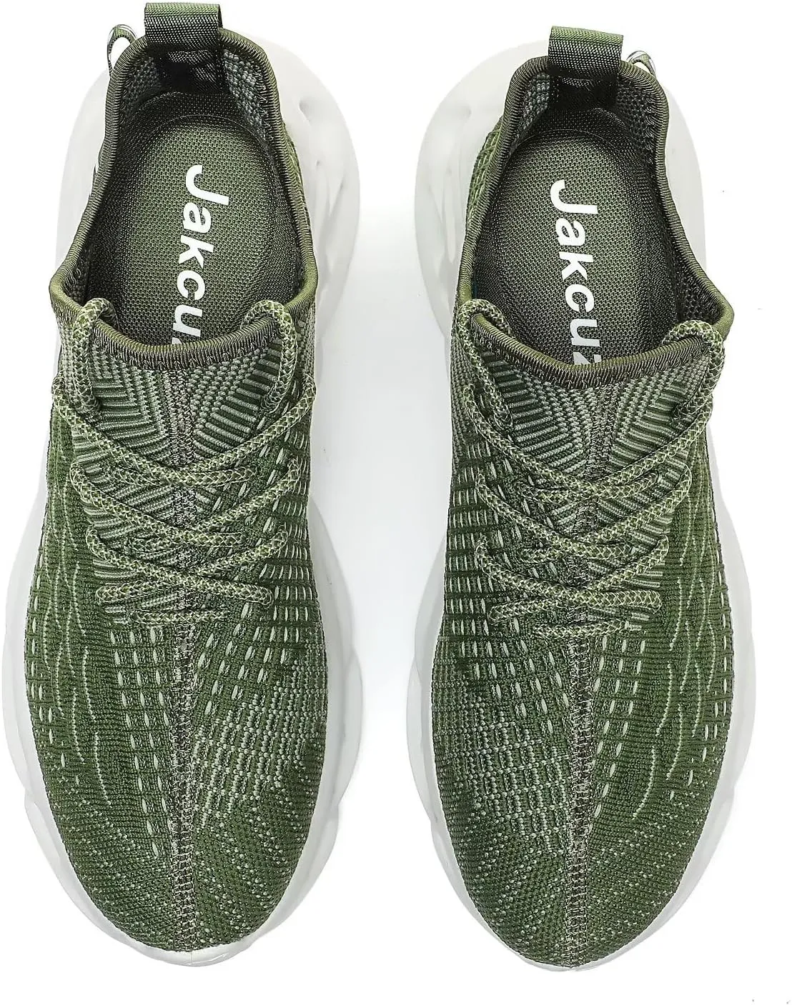 Jakcuz Plus Size Men's Lightweight Walking Shoes Mesh Fish Scale Pattern Fashion Sneakers