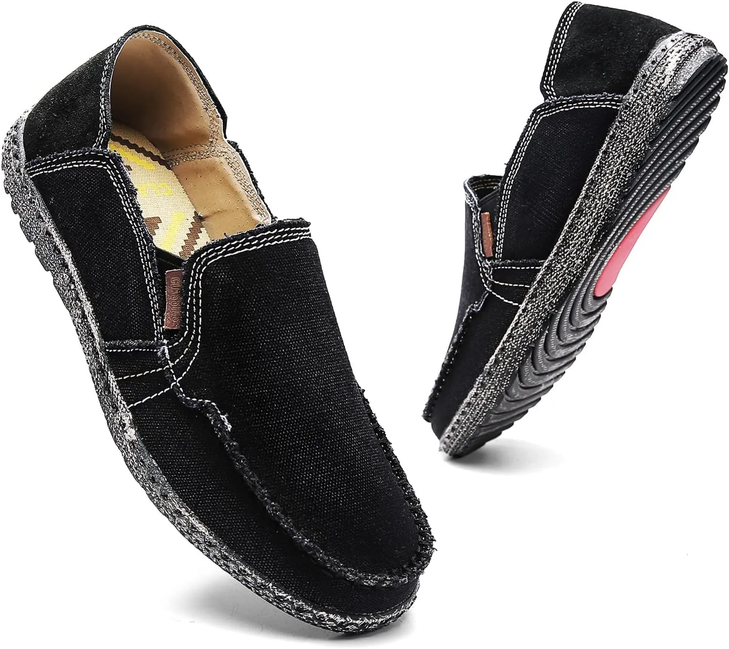 JAMONWU Men's Slip on Shoes Cloth Shoes Deck Shoes Canvas Leisure Vintage Casual Loafer Boat Shoes