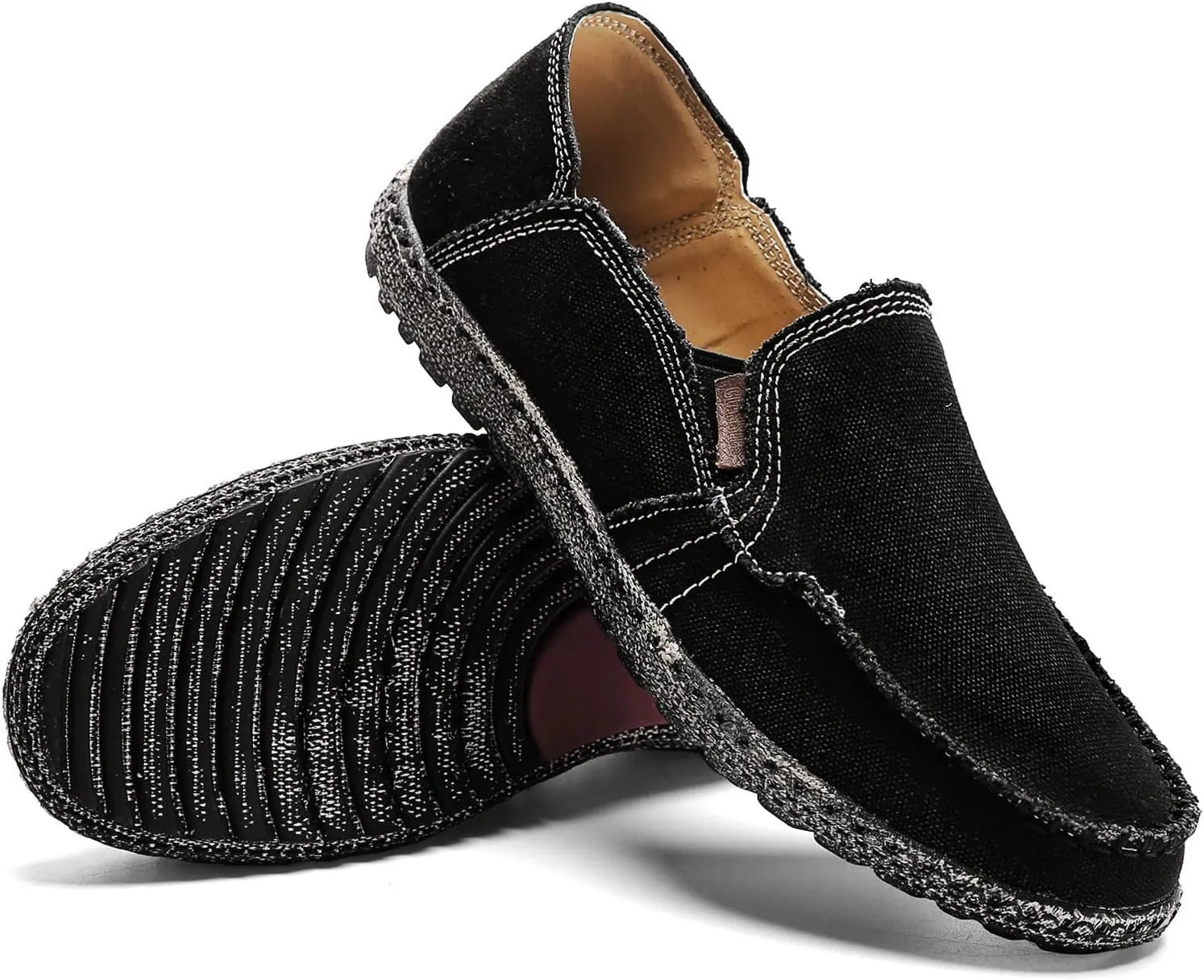 JAMONWU Men's Slip on Shoes Cloth Shoes Deck Shoes Canvas Leisure Vintage Casual Loafer Boat Shoes