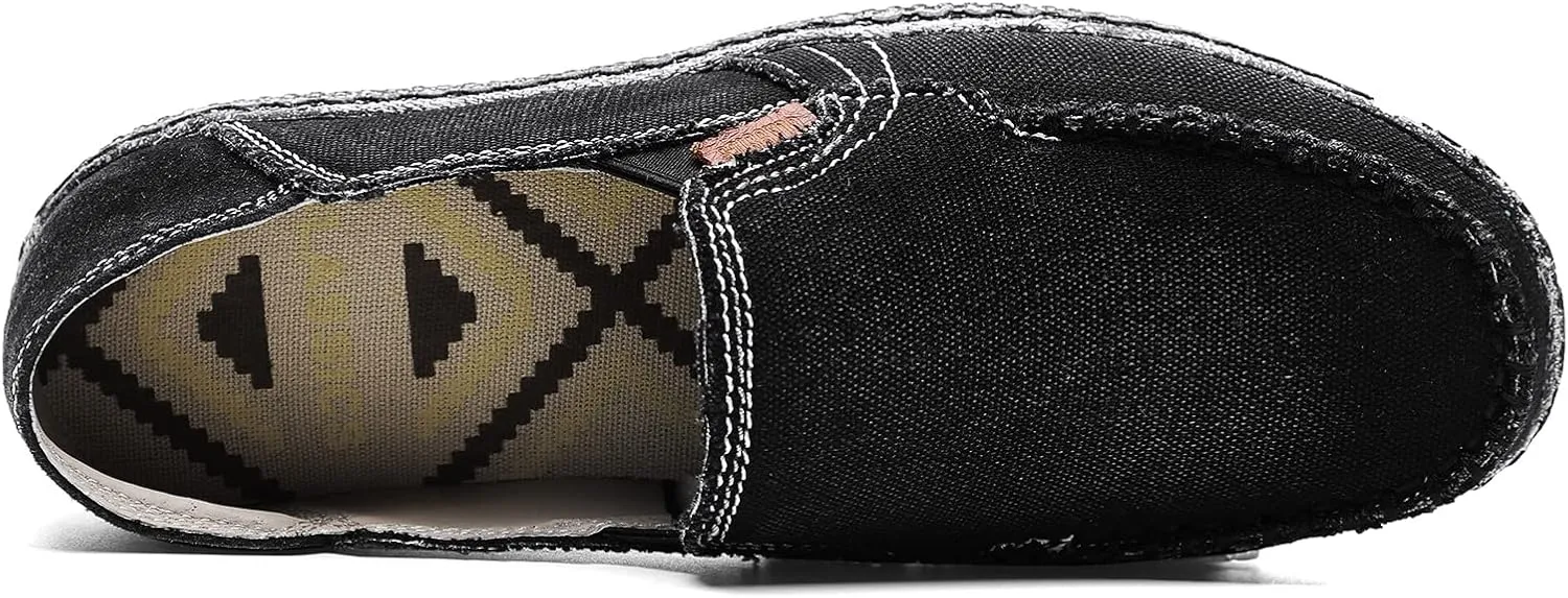 JAMONWU Men's Slip on Shoes Cloth Shoes Deck Shoes Canvas Leisure Vintage Casual Loafer Boat Shoes