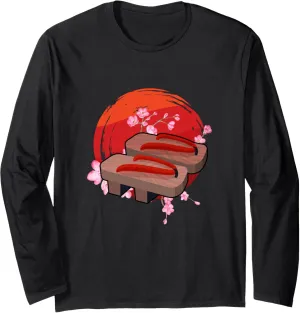 Japan Zen Circle Cherry Blossom Wooden Sandals Japanese Long Sleeve T-Shirt