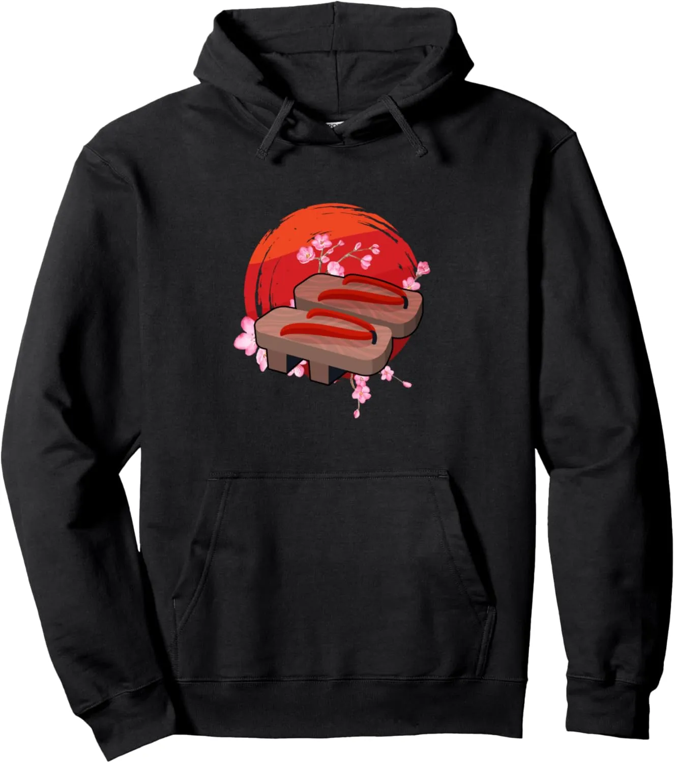 Japan Zen Circle Cherry Blossom Wooden Sandals Japanese Pullover Hoodie