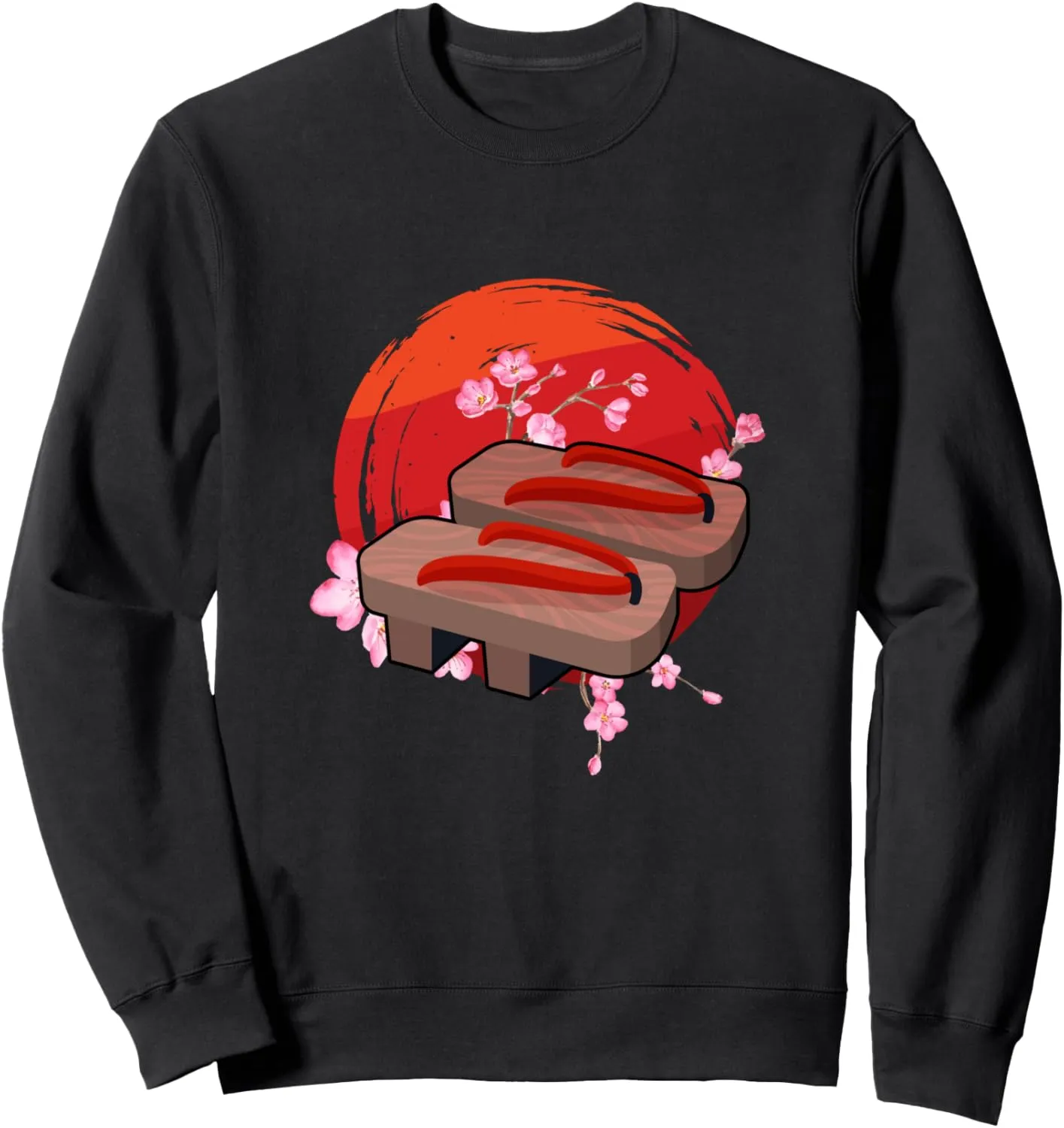 Japan Zen Circle Cherry Blossom Wooden Sandals Japanese Sweatshirt