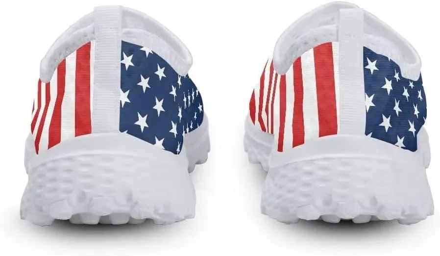 Jeiento American Flag Shoes for Men Women Road Running Shoes Womens Mens Comfortable Walking Tennis Sneakers Athletic Shoes