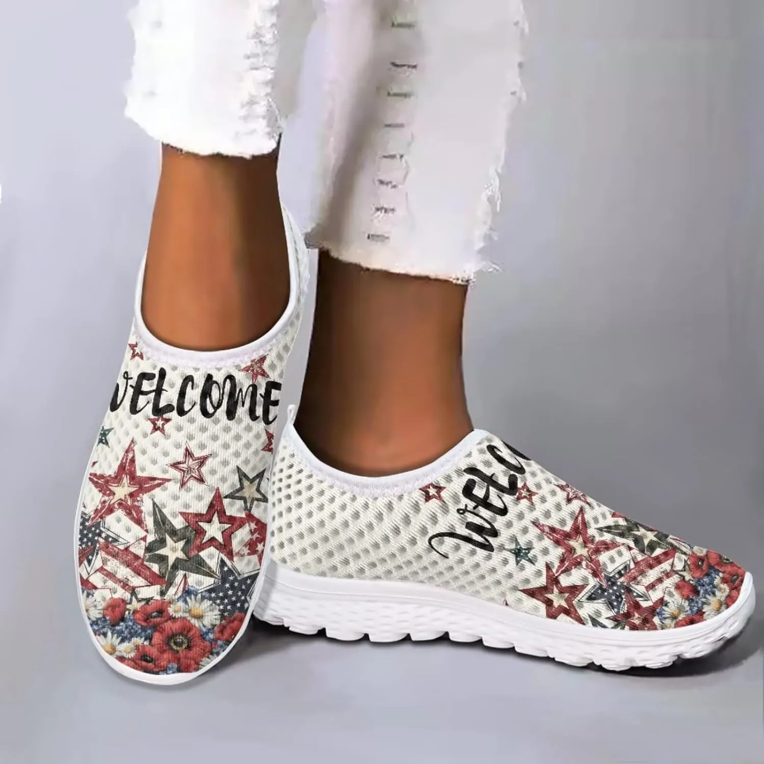 Jeiento Christmas Athletic Running Shoes for Women - Fashion Tennis Walking Sneakers