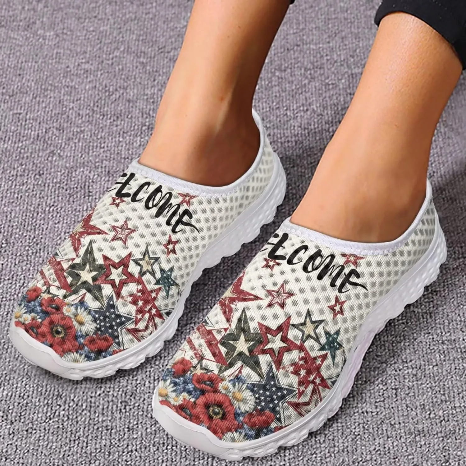Jeiento Christmas Athletic Running Shoes for Women - Fashion Tennis Walking Sneakers