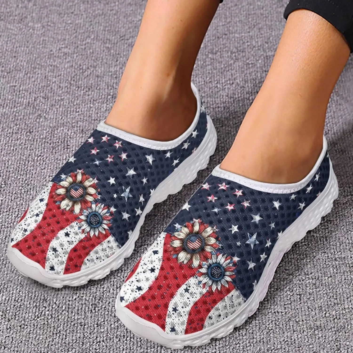 Jeiento Halloween Shoes for Women Men Halloween Party Walking Running Sneaker Shoes Slip-On Breathable Mesh Workout Fashion Shoes