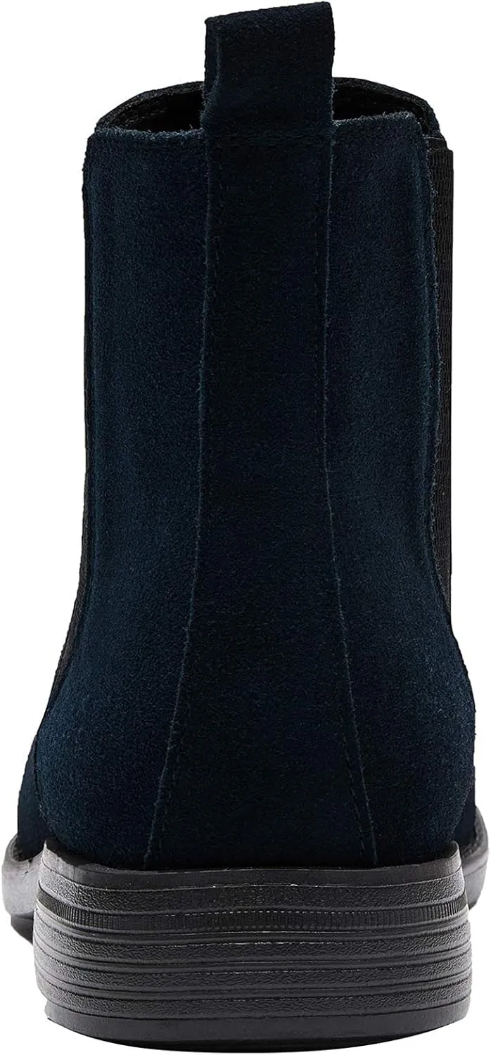 JIONS Men Chelsea Slip On Suede Boots Lightweight Leather Casual Dress Ankle Shoes