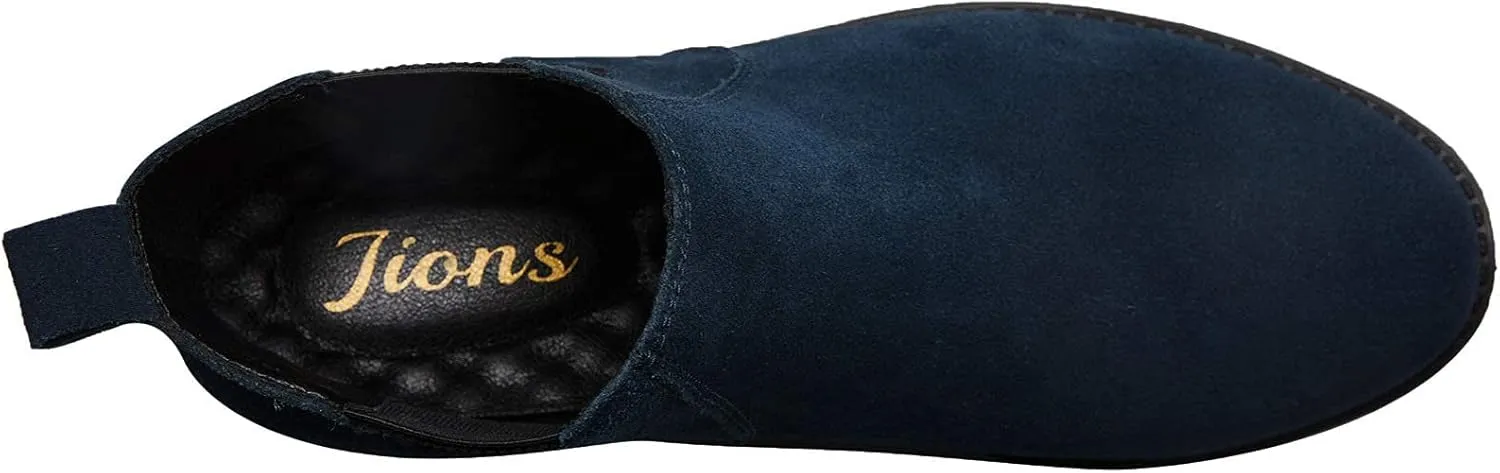 JIONS Men Chelsea Slip On Suede Boots Lightweight Leather Casual Dress Ankle Shoes