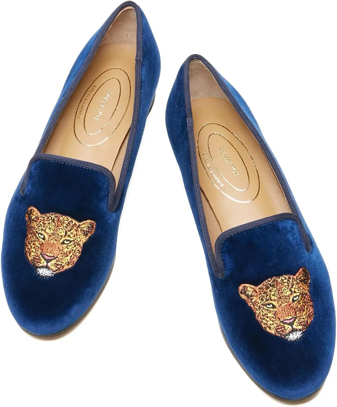 Journey West Women's Velvet Loafer Flat with Embroidery Velvet Slippers