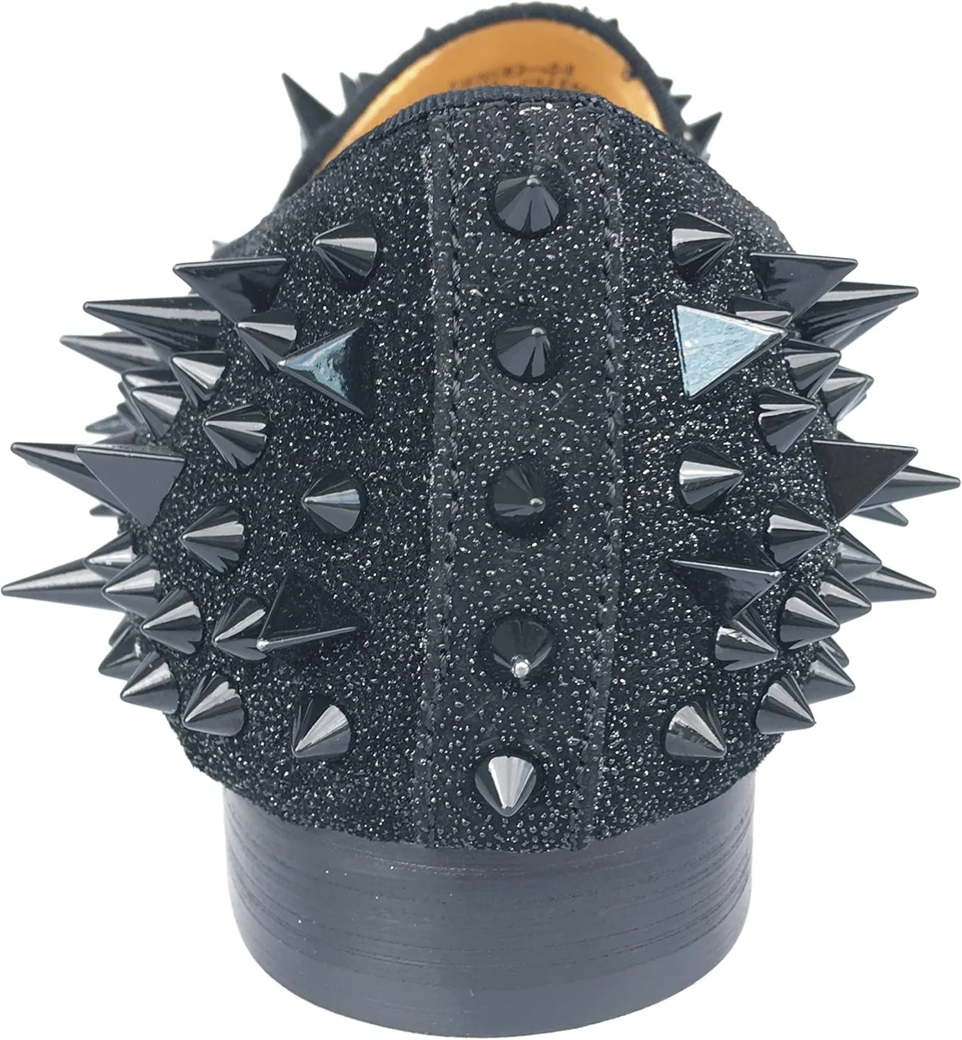 Justar Men's Leather Spikes Loafers Studded Dress Shoes Slip-on Flats Long Rivet Party Shoes