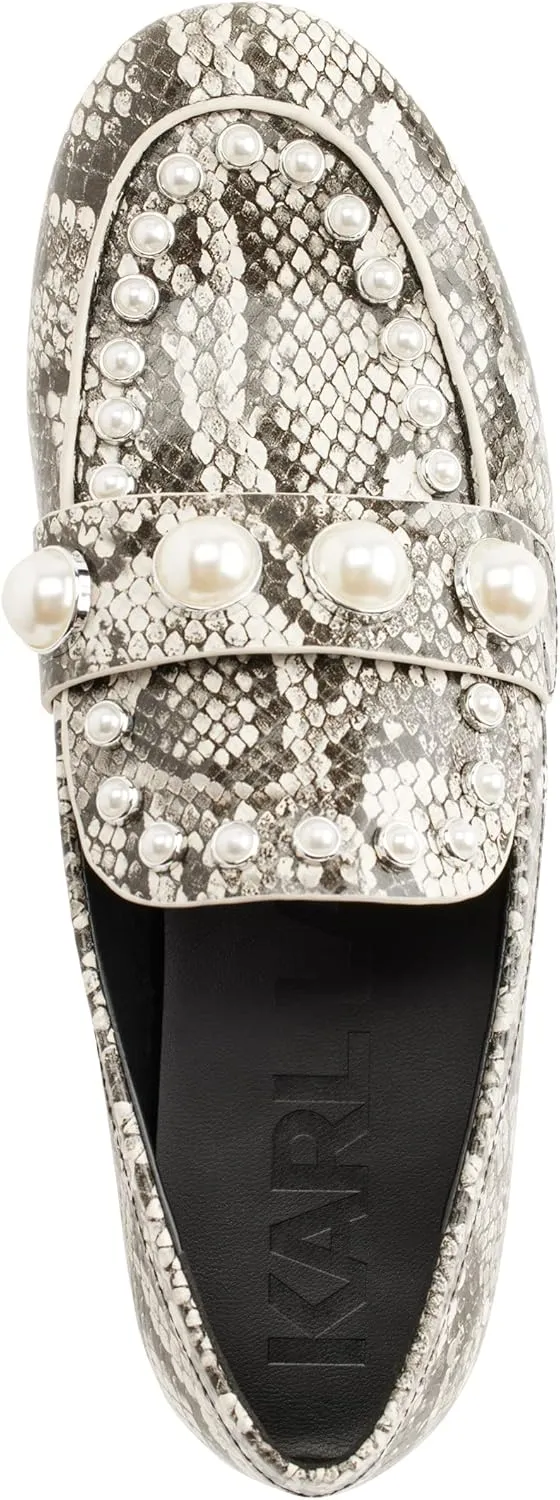 Karl Lagerfeld Paris Women's Avah Studded Faux Pearl Loafer