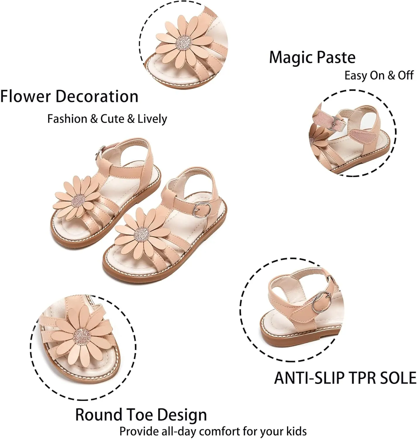 Kiderence Toddler Girls Sandals Little Girls Kids Summer Shoes Toddler Sandals