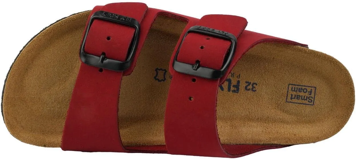 Kids' 100% Genuine Leather Sandals - Comfortable Smart Foam Footbed, Adjustable Straps, Durable Non-Slip Sole and Stylish
