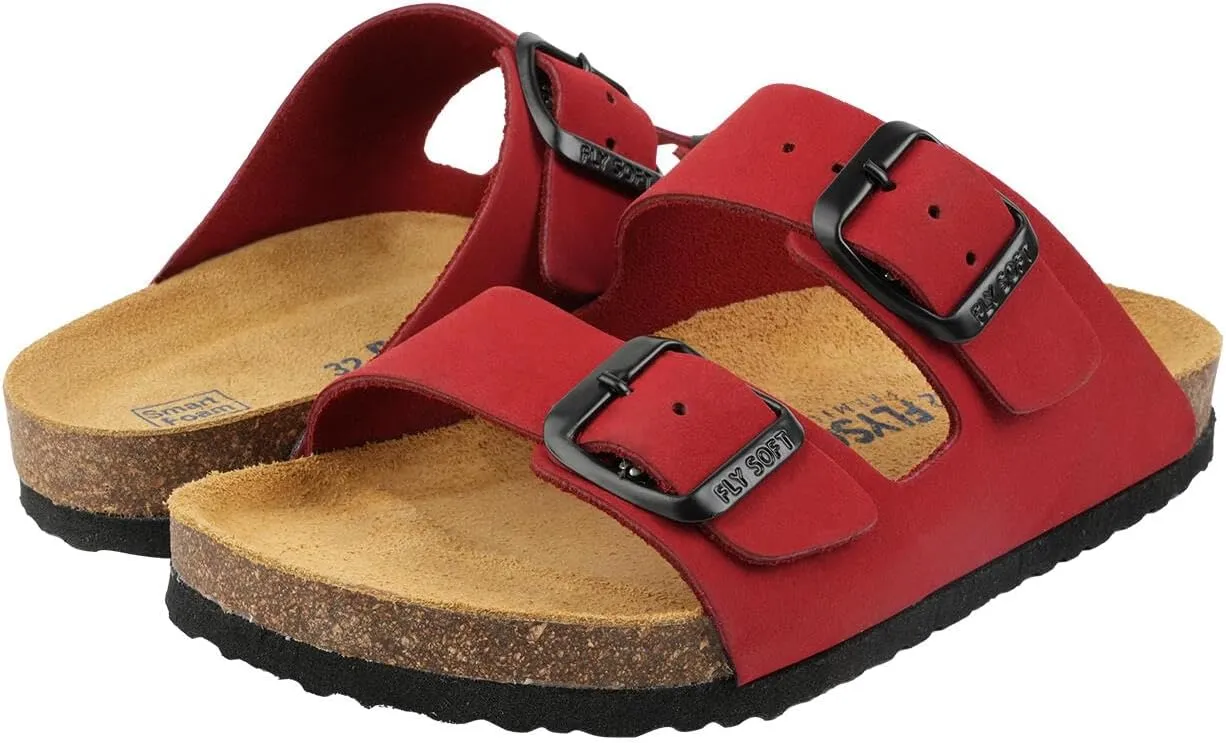 Kids' 100% Genuine Leather Sandals - Comfortable Smart Foam Footbed, Adjustable Straps, Durable Non-Slip Sole and Stylish
