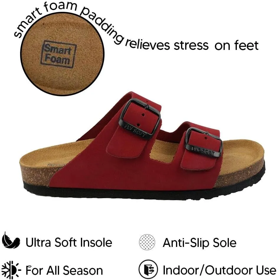 Kids' 100% Genuine Leather Sandals - Comfortable Smart Foam Footbed, Adjustable Straps, Durable Non-Slip Sole and Stylish