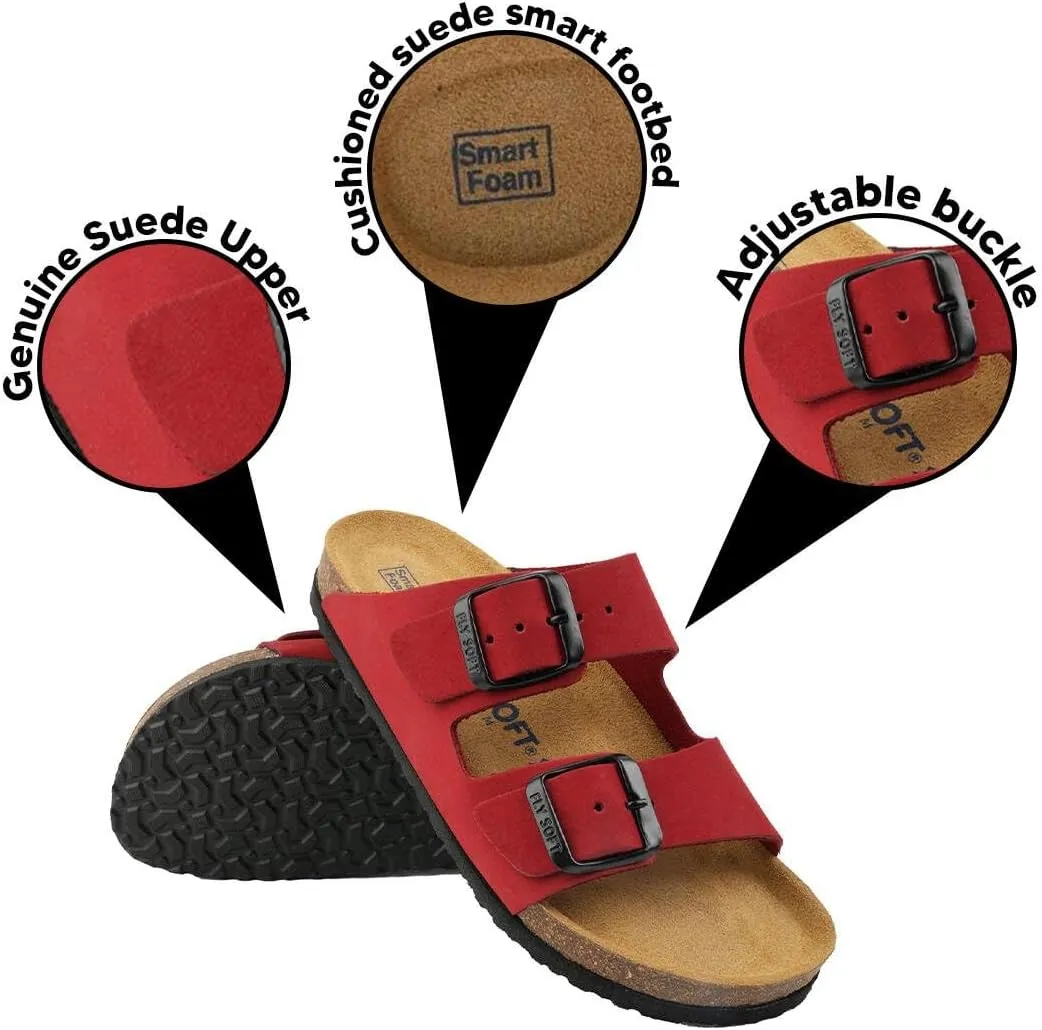 Kids' 100% Genuine Leather Sandals - Comfortable Smart Foam Footbed, Adjustable Straps, Durable Non-Slip Sole and Stylish