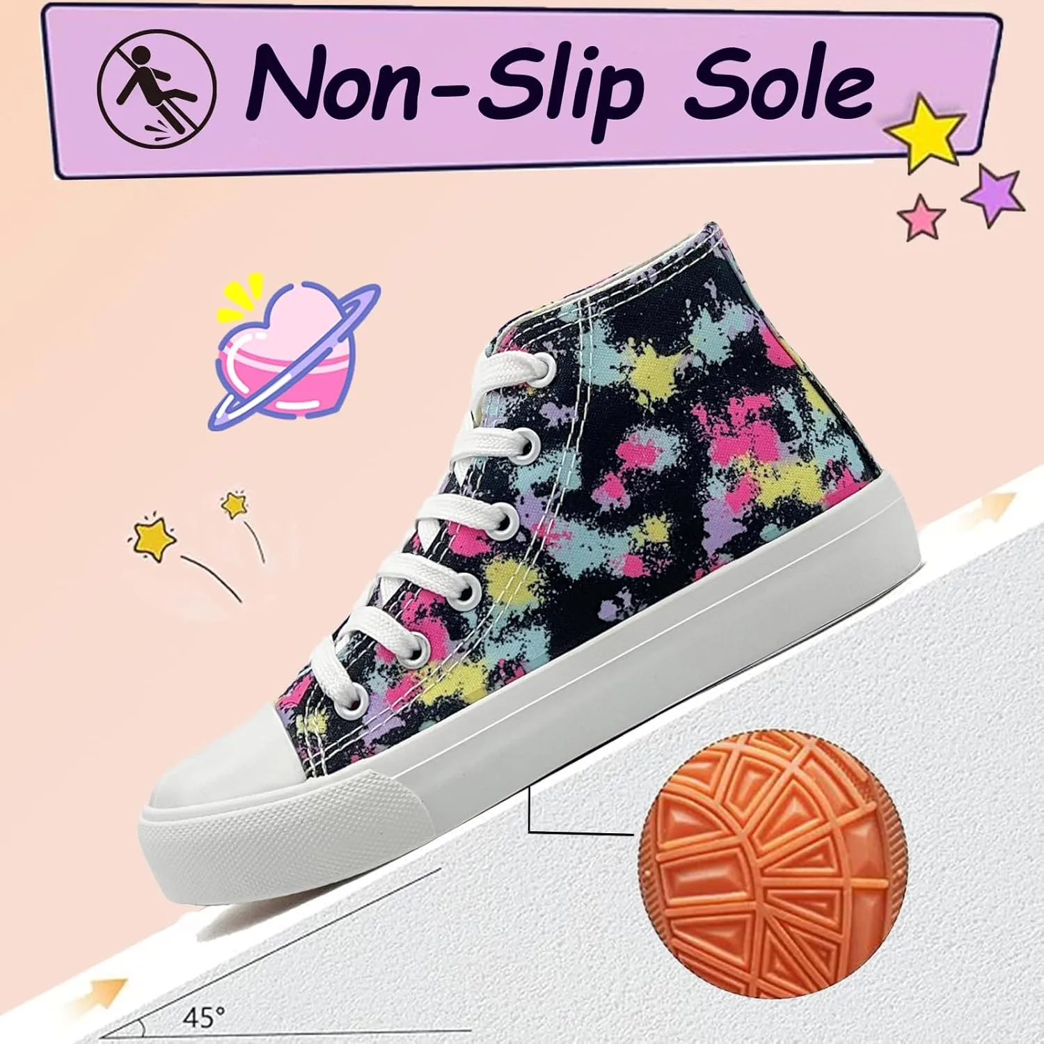 Kids Canvas Sneakers for Girls Boys High Top Canvas Fashion Shoes Comfortable Classic Casual Lace up Walking Running Shoes