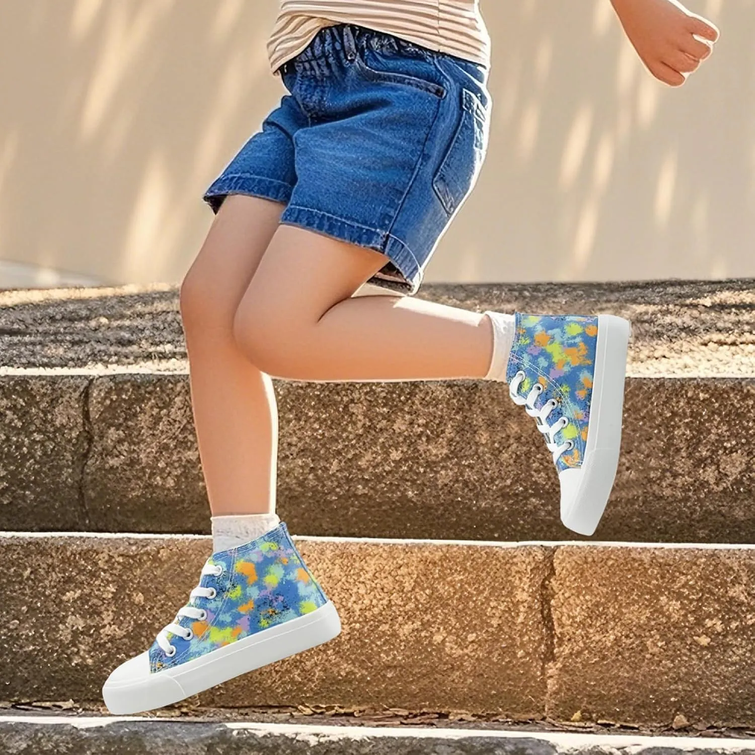 Kids Canvas Sneakers for Girls Boys High Top Canvas Fashion Shoes Comfortable Classic Casual Lace up Walking Running Shoes