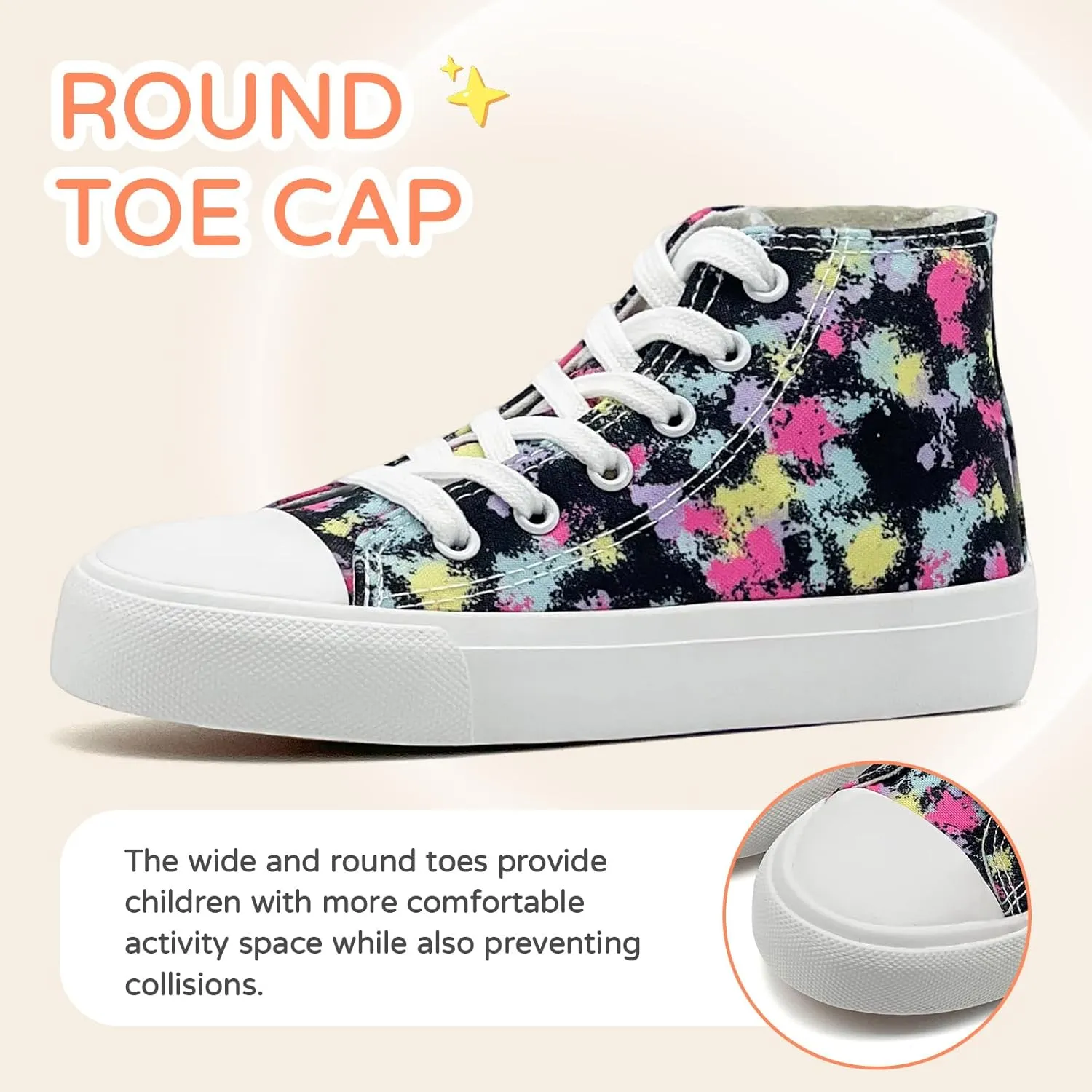 Kids Canvas Sneakers for Girls Boys High Top Canvas Fashion Shoes Comfortable Classic Casual Lace up Walking Running Shoes