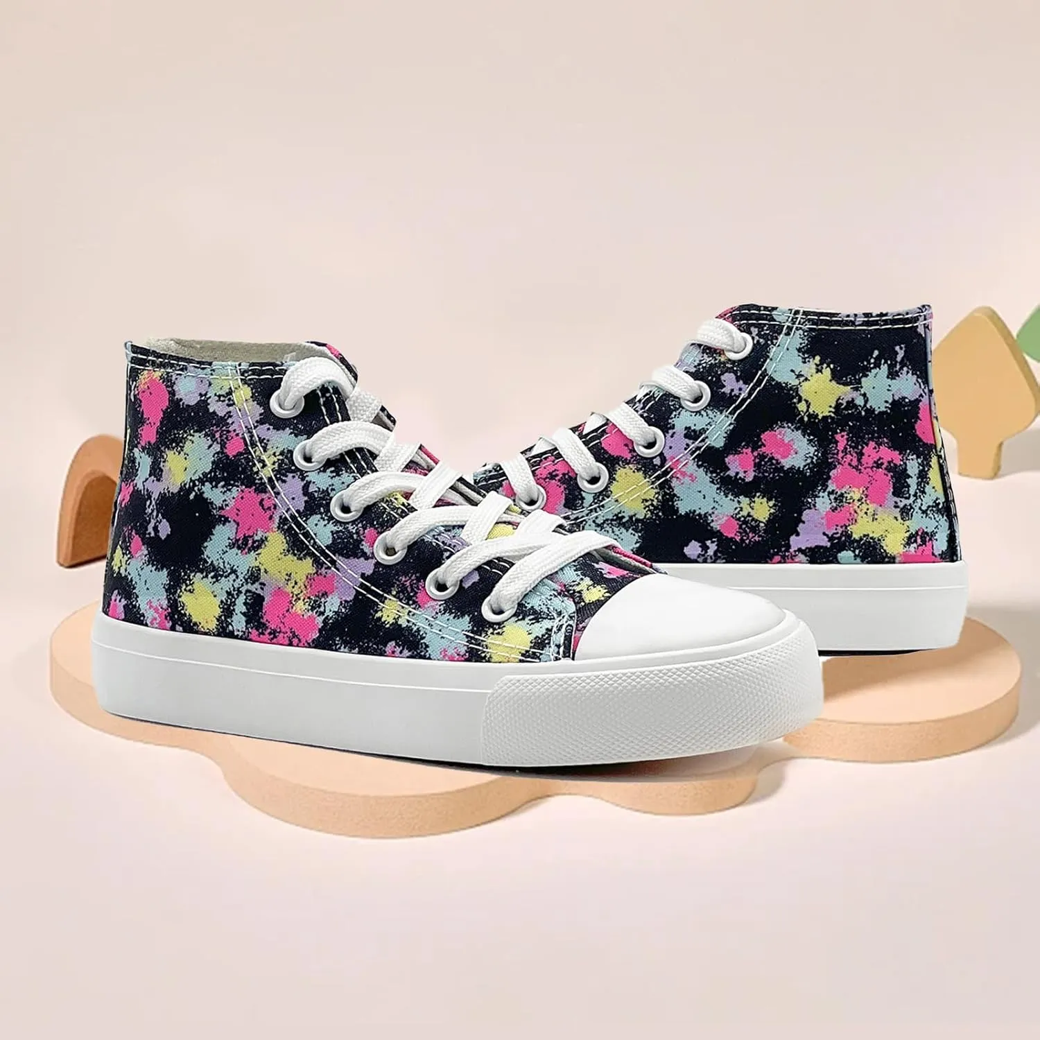 Kids Canvas Sneakers for Girls Boys High Top Canvas Fashion Shoes Comfortable Classic Casual Lace up Walking Running Shoes