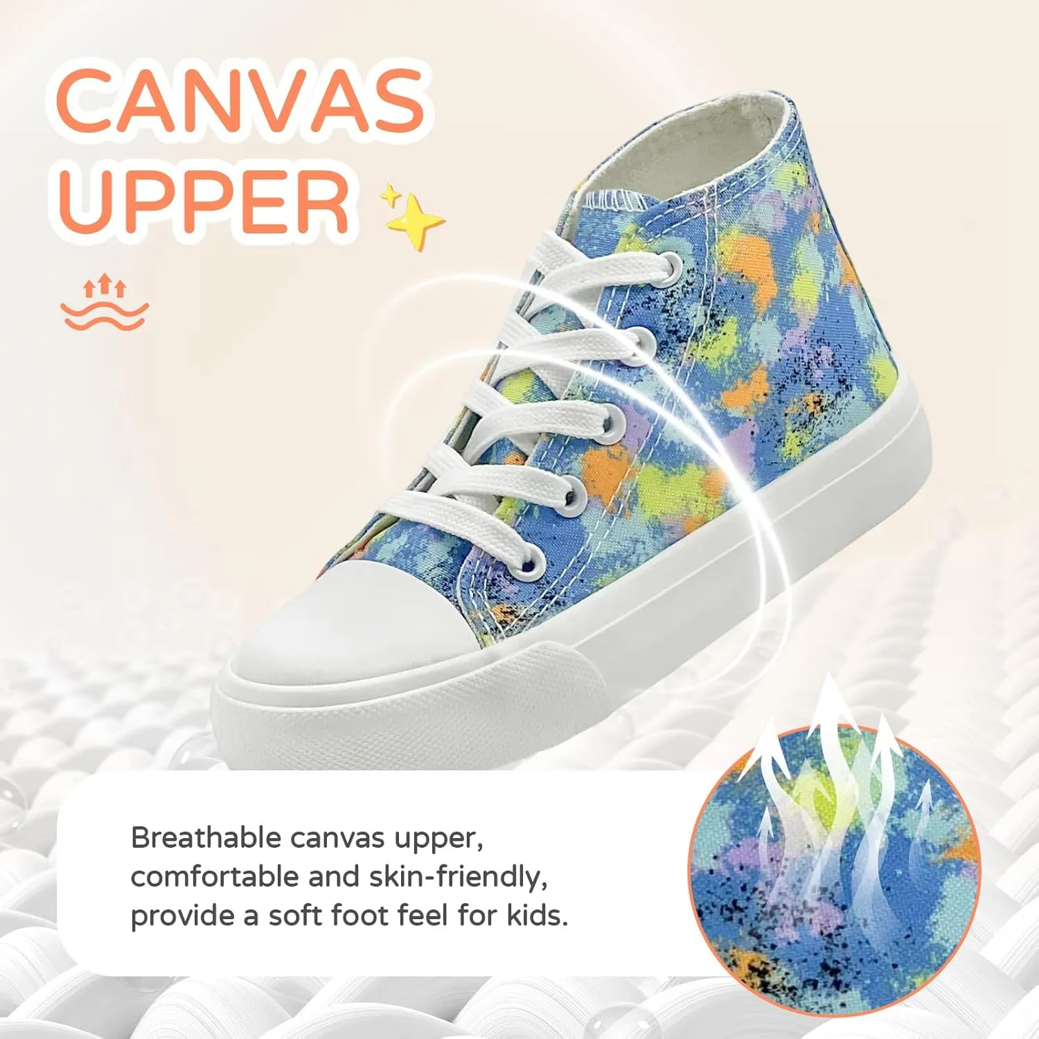 Kids Canvas Sneakers for Girls Boys High Top Canvas Fashion Shoes Comfortable Classic Casual Lace up Walking Running Shoes