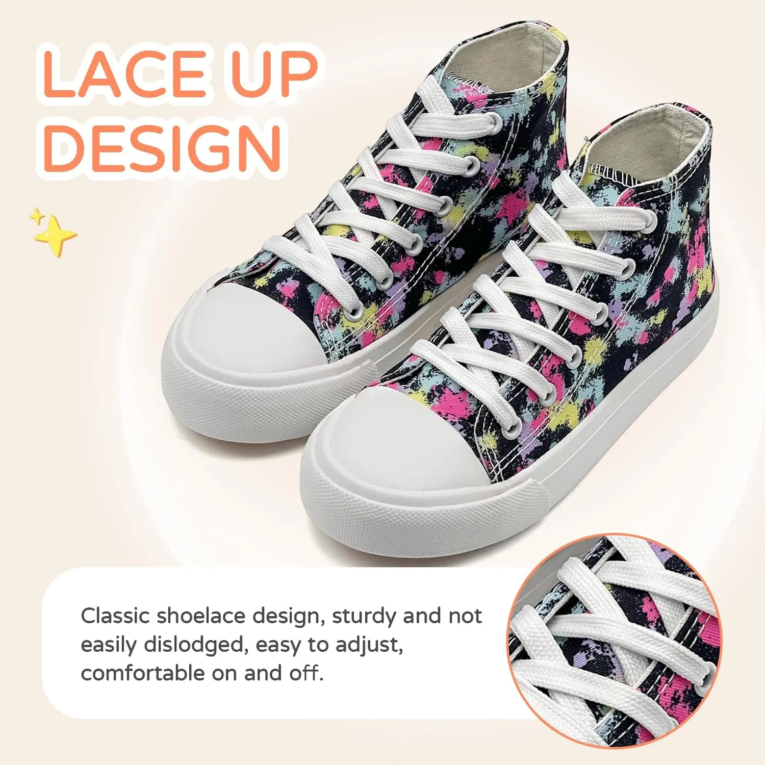 Kids Canvas Sneakers for Girls Boys High Top Canvas Fashion Shoes Comfortable Classic Casual Lace up Walking Running Shoes