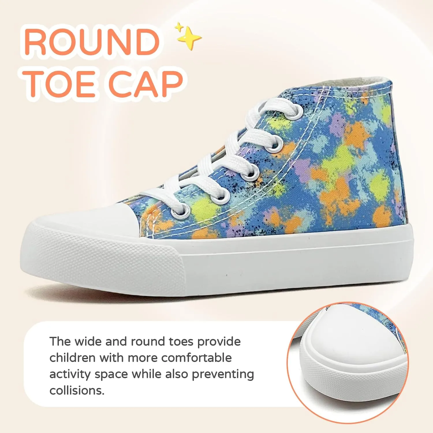 Kids Canvas Sneakers for Girls Boys High Top Canvas Fashion Shoes Comfortable Classic Casual Lace up Walking Running Shoes
