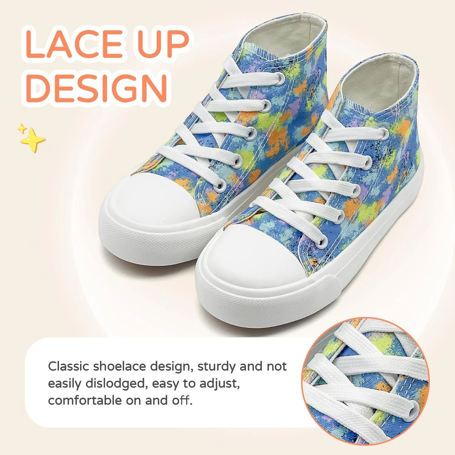 Kids Canvas Sneakers for Girls Boys High Top Canvas Fashion Shoes Comfortable Classic Casual Lace up Walking Running Shoes
