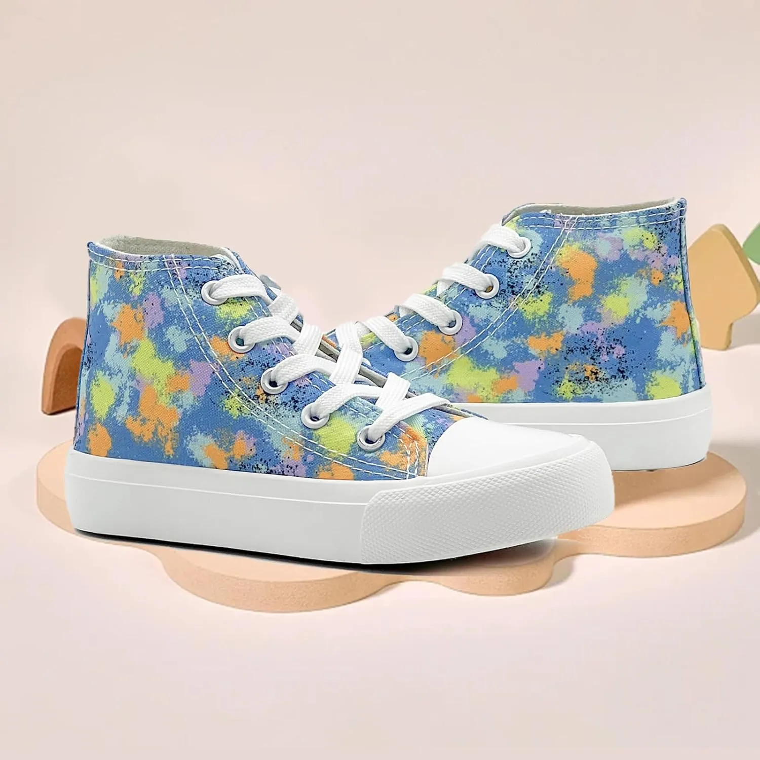 Kids Canvas Sneakers for Girls Boys High Top Canvas Fashion Shoes Comfortable Classic Casual Lace up Walking Running Shoes