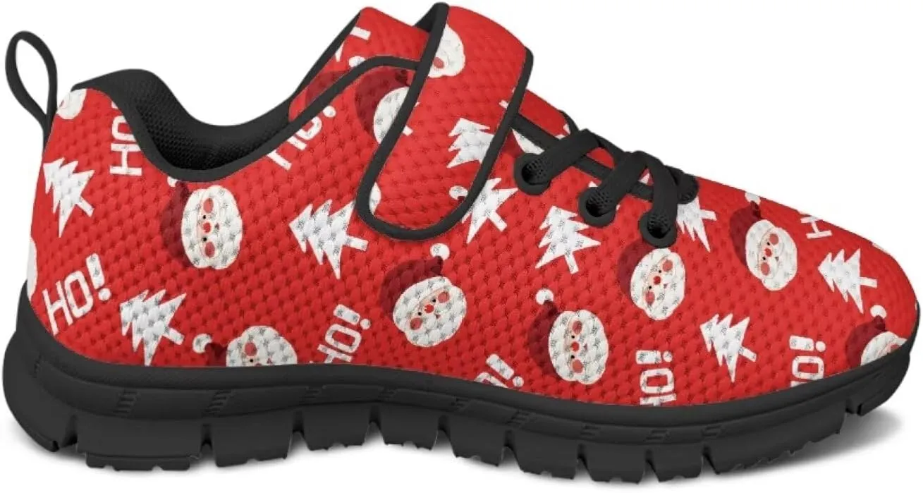 Kids Christmas Shoes for Girls Boys Single Buckle Sneakers Breathable Lightweight Mesh Running Walking Shoes