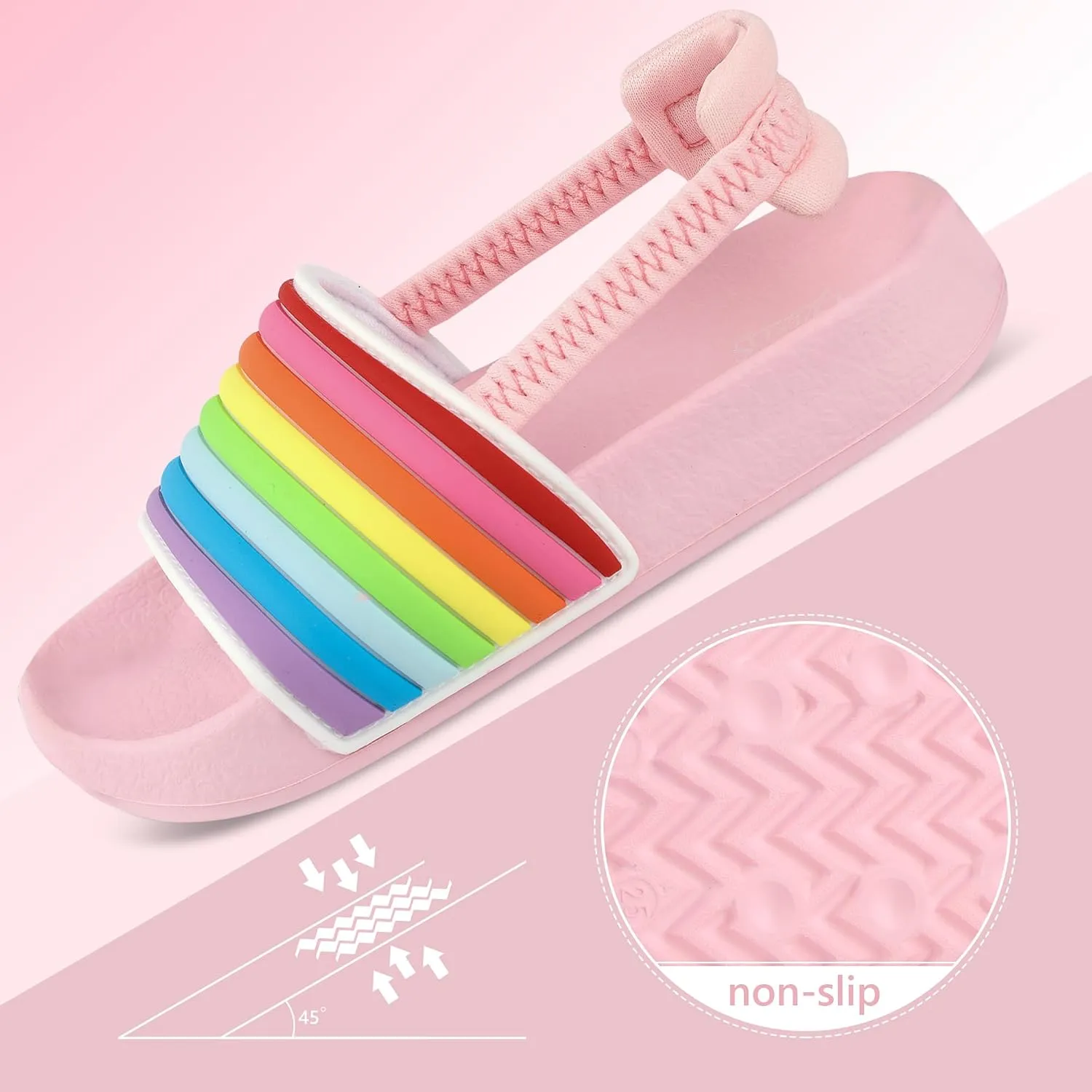 Kids Flip Flops Sandals Toddler Boys Girls Sequin Slides Shower Beach Pool Shoes Slip on Summer Slippers with Back Strap