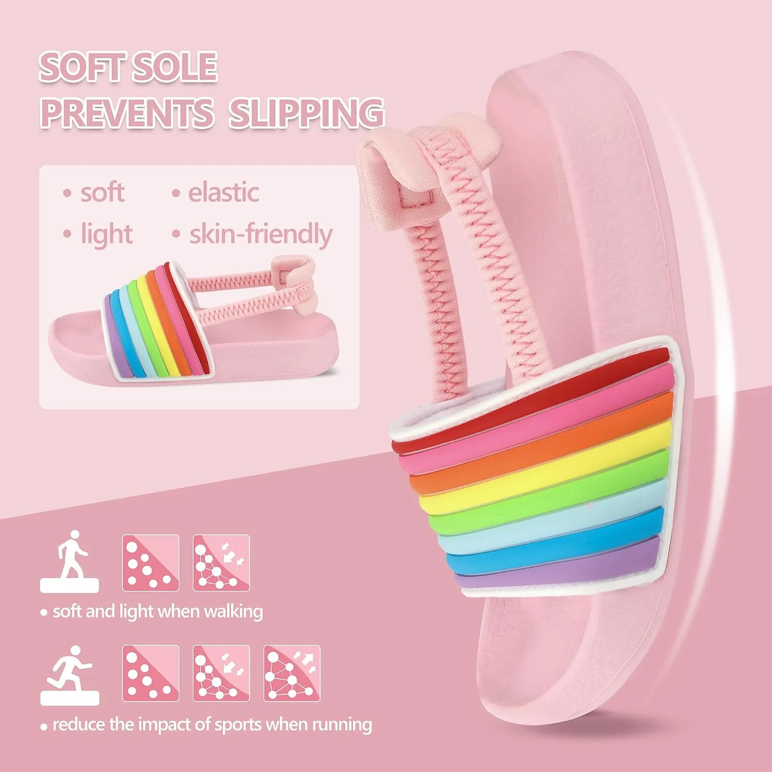 Kids Flip Flops Sandals Toddler Boys Girls Sequin Slides Shower Beach Pool Shoes Slip on Summer Slippers with Back Strap