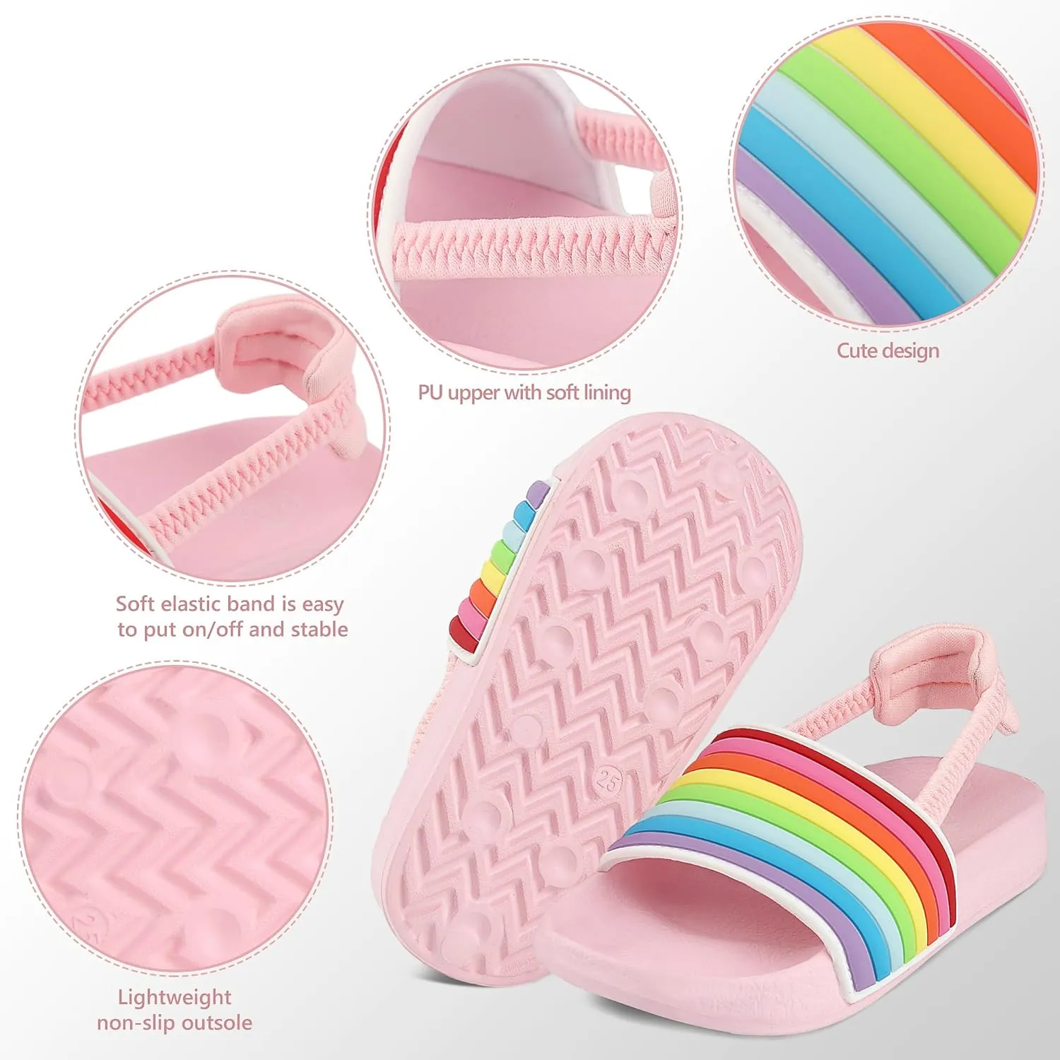 Kids Flip Flops Sandals Toddler Boys Girls Sequin Slides Shower Beach Pool Shoes Slip on Summer Slippers with Back Strap