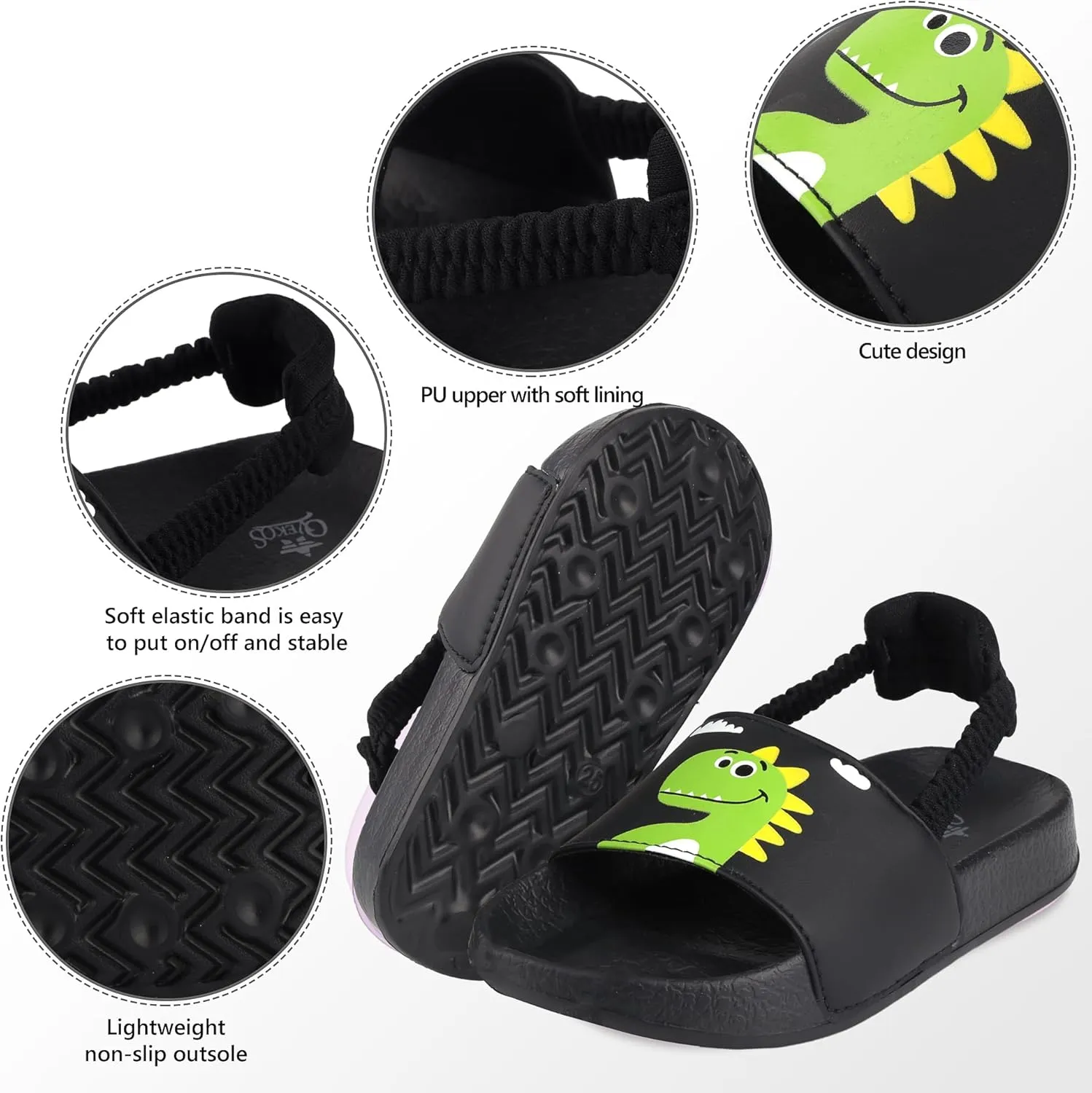 Kids Flip Flops Sandals Toddler Boys Girls Sequin Slides Shower Beach Pool Shoes Slip on Summer Slippers with Back Strap