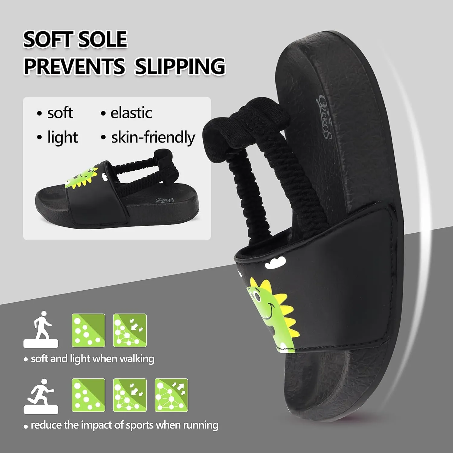 Kids Flip Flops Sandals Toddler Boys Girls Sequin Slides Shower Beach Pool Shoes Slip on Summer Slippers with Back Strap