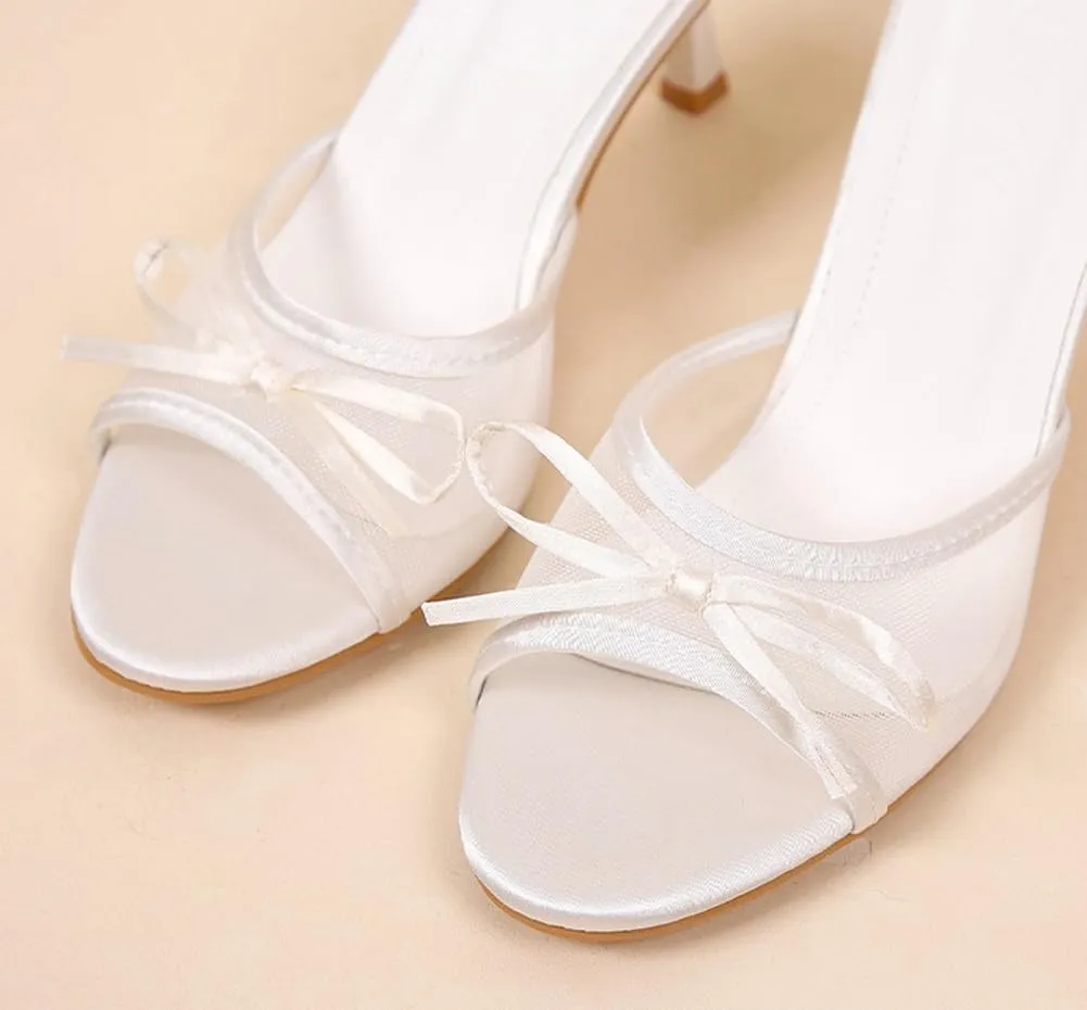 Kitten Heel Sandals Women Round Toe Heels With Bow Vintage Mules Sexy Slip On Stiletto Backless Sandals Summer 2025