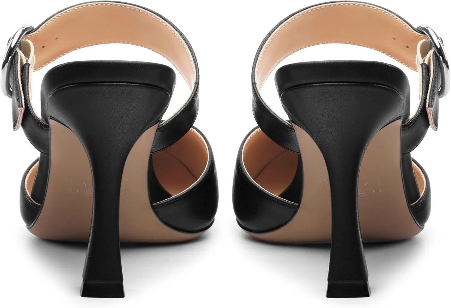 Kitten Heels Mules for Women - Pointed Toe Single-Strap with Round Buckle Slip-on Sandals Womens Party Wedding Pumps Stiletto