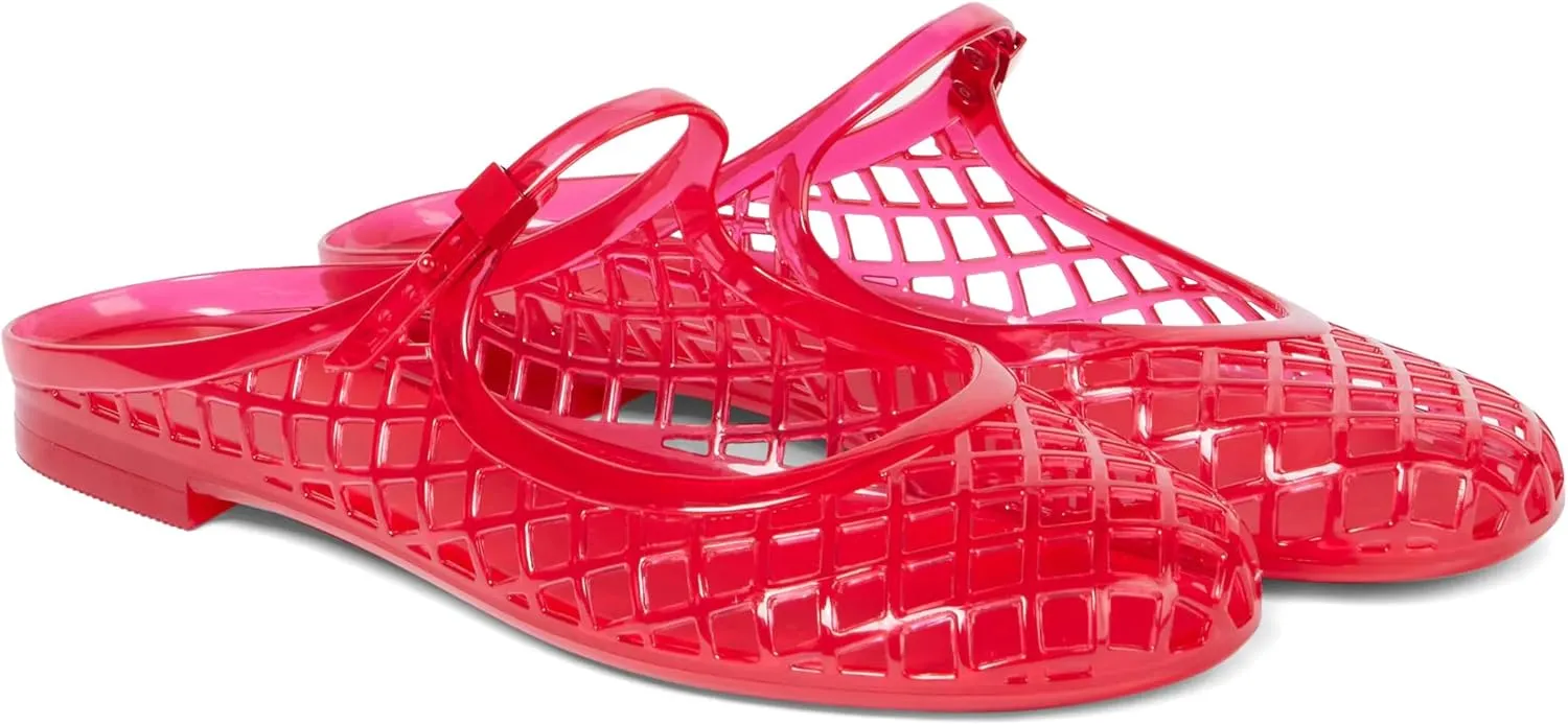 Kluolandi Clear Mary Jane Jelly Shoes for Women Slip On Mules Comfortable Closed Toe Flat Jelly Sandals Summer Mesh Slides