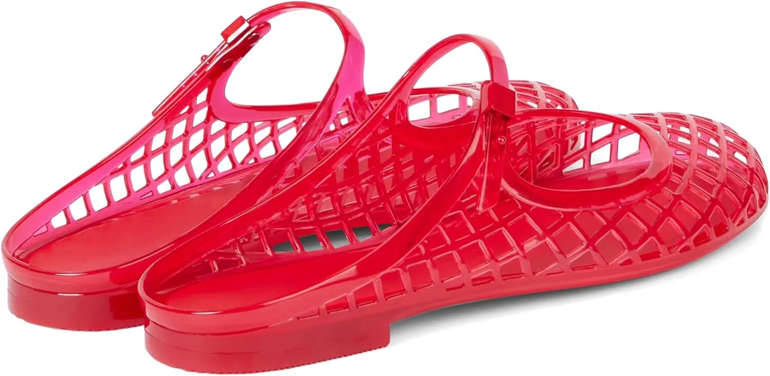 Kluolandi Clear Mary Jane Jelly Shoes for Women Slip On Mules Comfortable Closed Toe Flat Jelly Sandals Summer Mesh Slides
