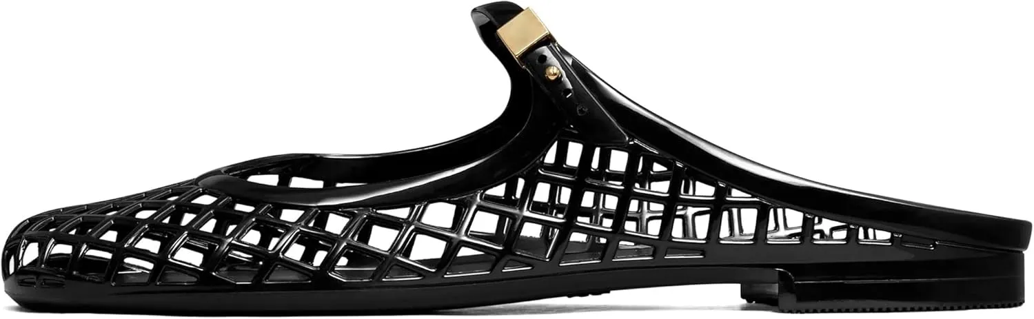 Kluolandi Clear Mary Jane Jelly Shoes for Women Slip On Mules Comfortable Closed Toe Flat Jelly Sandals Summer Mesh Slides
